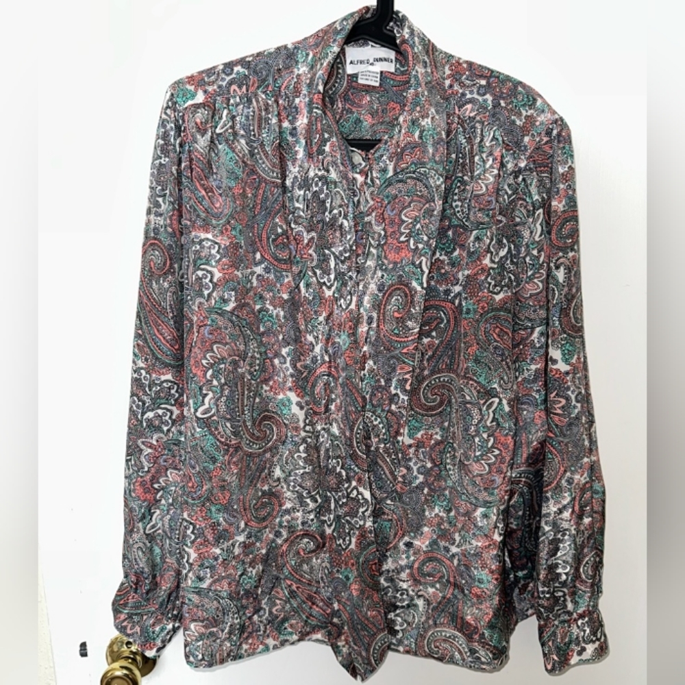 Vintage Colorful Patterned Blouse by Alfred Dunner Size One Size